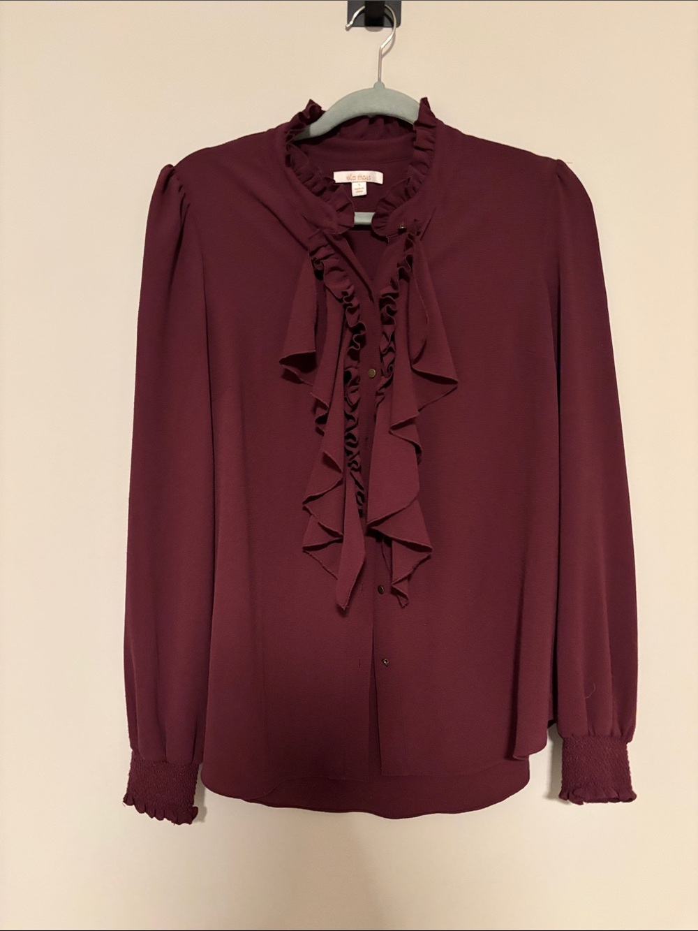 Anthropologie Ella Moss burgundy cascade blouse size small